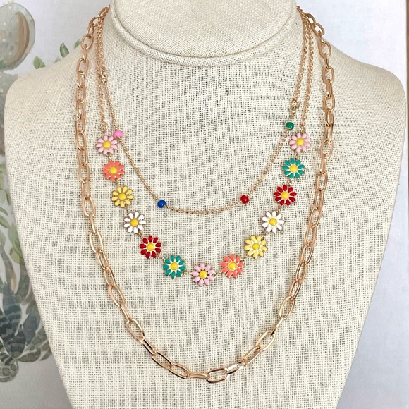 Red Saguaro Trading Post Jewelry - 🚫Sold🚫Layered Daisy Chain and Paperclip Necklace Set